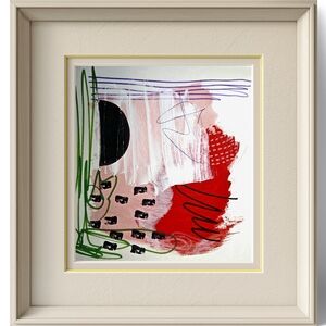 Abstract Art with Red and Green Accents - One of a Kind